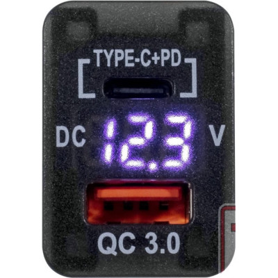 РИФ Розетка USB Type C, QC 3.0 с вольтметром для Toyota 32x20 RIF22-4-1013400