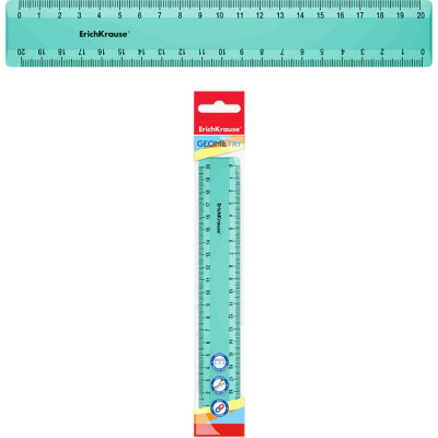 ErichKrause Линейка пластиковая Pastel, 20см, мятный в пакете 53680