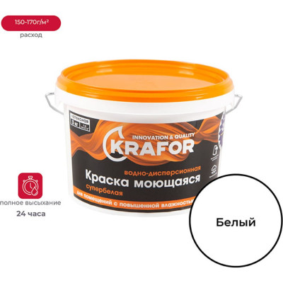 Интерьерная водно-дисперсная латексная краска KRAFOR 26956