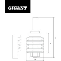 Gigant Фреза микрошиповая D42 H38мм хвостовик 12мм GC-0030