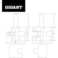 Gigant Набор фрез пазо-шиповых, 2 шт. хвостовик 8мм GC-0074