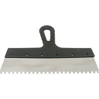 Нержавеющий зубчатый шпатель с пластмассовой ручкой, 300мм, зуб 6х6мм STAYER 1009-30-06