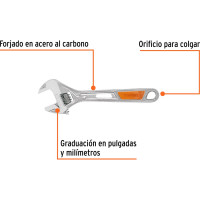 Хромированный разводной ключ 3/4" Truper PET-6X 15509