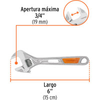 Хромированный разводной ключ 3/4" Truper PET-6X 15509