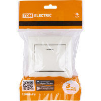 Одноклавишный выключатель TDM ELECTRIC с подсветкой, слоновая кость Таймыр SQ1814-0104