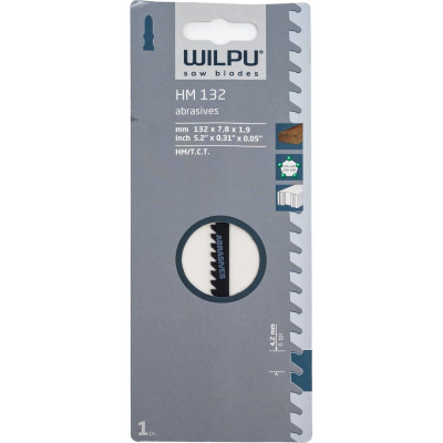 Пилка по стеклопластику и газобетону HM 132 Т341НМ (1 шт; 132х7.8х1.9 мм; 100 мм; 6 TPI; HM) WILPU 0289500001