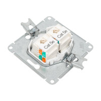 2-местный механизм компьютерной розетки Systeme Electric Glossa RJ45+RJ45 категории 5е алюминий GSL000385KK