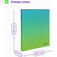 Папка на 4 кольцах BERLINGO Radiance 24 мм, 600 мкм, D-кольца, с внутренним карманом, голубой/зеленый RB4_4D003