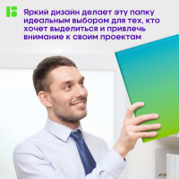 Папка на 4 кольцах BERLINGO Radiance 24 мм, 600 мкм, D-кольца, с внутренним карманом, голубой/зеленый RB4_4D003