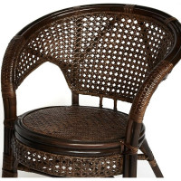 Террасный комплект Tetchair PELANGI стол со стеклом, 2 кресла, без подушек, ротанг 13344