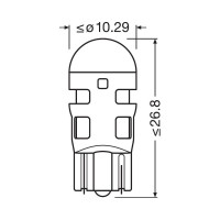 Автолампа OSRAM W5W, W2.1x9.5d, LED, 2 шт., RED, 12 В 2825DRP-02B