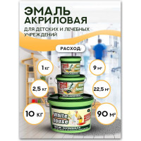 Акриловая эмаль White House для детских и лечебных учреждений (белая; полуглянцевая; 1 кг) 13830