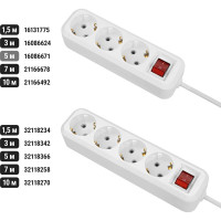 Удлинитель сетевой TDM ELECTRIC с выключателем, 3 розетки, 5 метров, с заземлением, ПВС 3х0,75 мм2 10А 250В, белый, SQ1303-1102