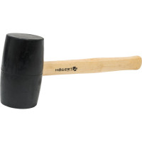 Резиновый молоток HOEGERT TECHNIK черный, 680 г с деревянной рукояткой HT3B043