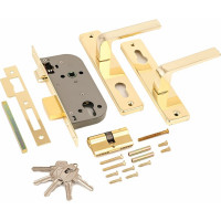 Врезной замок с ручками Аллюр латунь 1074