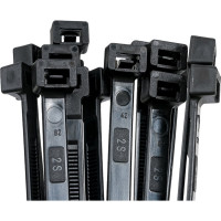 Стяжки черного цвета SapiSelco 7.5х280 мм, полиамид 6.6, уп. 100 шт. SEL.3.433R