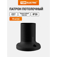 Патрон TDM ELECTRIC Е27 потолочный, термостойкий пластик, прямой, черный, SQ0335-0077