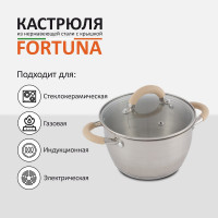 Кастрюля Mallony Fortuna объем 3,3 л из нержавеющей стали с крышкой матовый корпус ручки с силиконом 7219