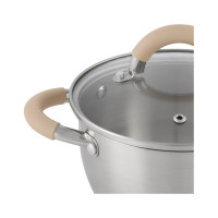 Кастрюля Mallony Fortuna объем 3,3 л из нержавеющей стали с крышкой матовый корпус ручки с силиконом 7219