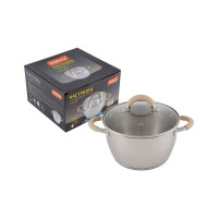 Кастрюля Mallony Fortuna объем 3,3 л из нержавеющей стали с крышкой матовый корпус ручки с силиконом 7219