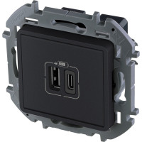 Зарядное устройство с двумя USB-разьемами A-C Legrand 240В/5В 3000мА - INSPIRIA - антрацит 673763