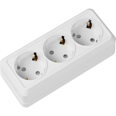 Горизонтальная 3-х местная розетка TDM ELECTRIC 2П+3 открытой установки IP20 16A с з/ш белая Ладога SQ1801-0127