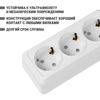 Горизонтальная 3-х местная розетка TDM ELECTRIC 2П+3 открытой установки IP20 16A с з/ш белая Ладога SQ1801-0127