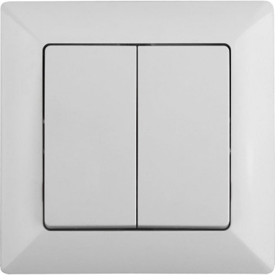 Выключатель Intro Solo 4-104-01 двухклавишный 10А-250В, IP20, СУ, белый, Б0053585