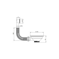 Перелив для мойки Unicorn 3 1/2" 112 мм с нерж. сеткой круглыйвинт, шток, ручка-латунь E156