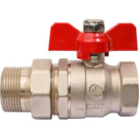 Шаровой Кран DOUBLE-LIN латунный бабочка, со сгоном (американка) НР/ВР 1 1/4" LL1569 (1 1/4")