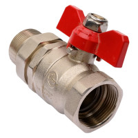 Шаровой Кран DOUBLE-LIN латунный бабочка, со сгоном (американка) НР/ВР 1 1/4" LL1569 (1 1/4")