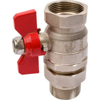 Шаровой Кран DOUBLE-LIN латунный бабочка, со сгоном (американка) НР/ВР 1 1/4" LL1569 (1 1/4")