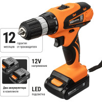 Аккумуляторная дрель-шуруповерт TDM ELECTRIC ДША-12-ЛК1 ТМ SQ1030-0202