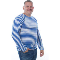 Тельняшка с длинным рукавом БЕРТА 100% хлопок, голубая полоса 701г-56-58