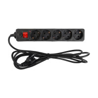 Сетевой фильтр General Lighting Systems, GPS-5-16-3x1-1000-B с выключателем и предохранителем 10метров 5розеток с/з 16А черный 471009