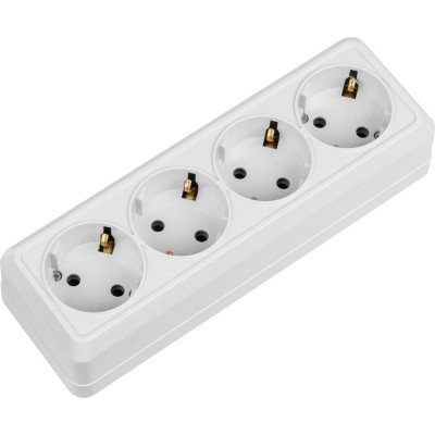 4-х местная горизонтальная розетка TDM ELECTRIC 2П+3 открытой установки IP20 16A белая "Ладога" SQ1801-0130