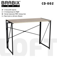Стол на металлокаркасе BRABIX LOFT CD-002 дуб натуральный 641214