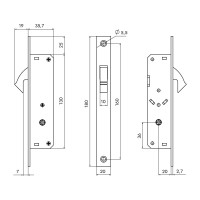 Врезной крестообразный узкопрофильный замок Punto LR-201F, 20 мм, СP-хром, 3 класс 44953