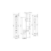 Корпус узкопрофильного замка с роликовой защёлкой KALE KILIT 255 (25 мм) w/b никель 7727