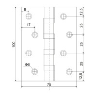 Петля универсальная VETTORE 100×75×2.5-4BB BN Чёрный Никель, 2шт 20616