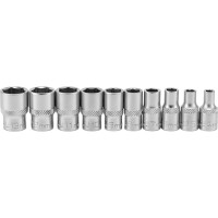 Набор торцевых головок 1/4", 6-ти гр CrV, 4-13 мм, 10 шт. STELS 13602