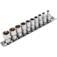 Набор торцевых головок 1/4", 6-ти гр CrV, 4-13 мм, 10 шт. STELS 13602