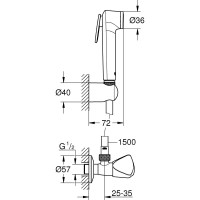 Душевой набор с гигиеническим душем и угловым вентилем GROHE Tempesta-F 26357000