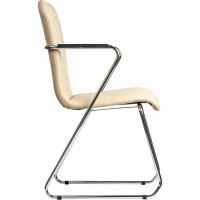 Кресло для приемных и переговорных BRABIX "Visit CF-101", хром, экокожа, бежевое, 532560