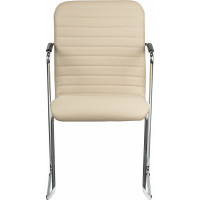 Кресло для приемных и переговорных BRABIX "Visit CF-101", хром, экокожа, бежевое, 532560