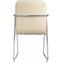 Кресло для приемных и переговорных BRABIX "Visit CF-101", хром, экокожа, бежевое, 532560