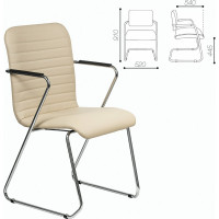 Кресло для приемных и переговорных BRABIX "Visit CF-101", хром, экокожа, бежевое, 532560