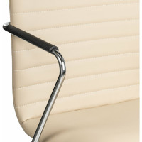 Кресло для приемных и переговорных BRABIX "Visit CF-101", хром, экокожа, бежевое, 532560