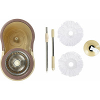 Швабра с отжимом и ведром LAIMA TONE MOP 7/5 л, две насадки в комплекте, бежевый 607488