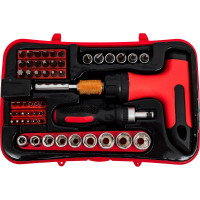 Реверсивная отвертка GRIFF 53 предмета, торцевые головки, биты, вставки 031286